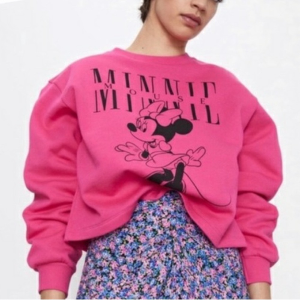Medium Zara cropped Pink Minnie Mouse Sweatshirt